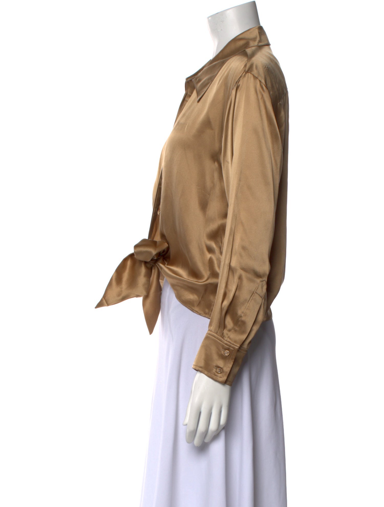 Secret Mission Silk Long Sleeve Button-Up Top